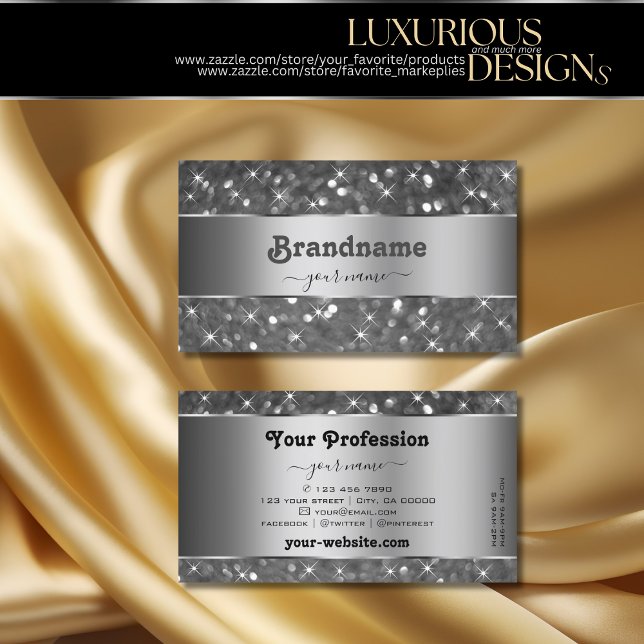 Luxuriöse Silber Glitzer Luminous Stars Dekorativ Visitenkarte (Von Creator hochgeladen)