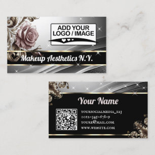 Luxuriöse Silber Rosa Glitzer Stars QR-Logo Visitenkarte