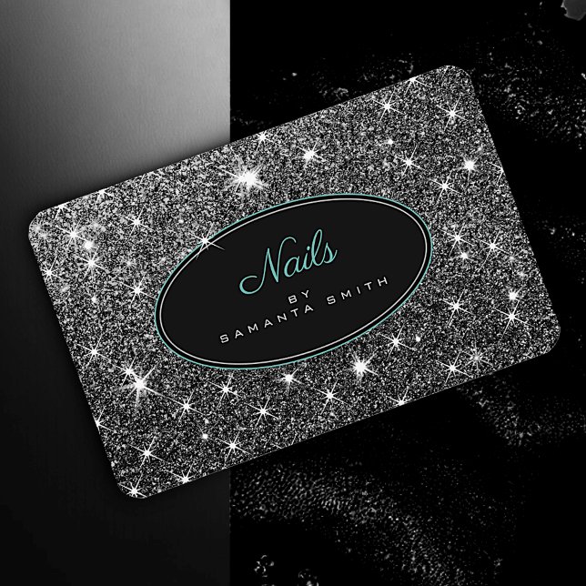 Luxuriöse Silberstars Elegante Nägel aus glänzende Visitenkarte (Von Creator hochgeladen)