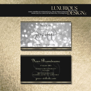 Luxuriöse Silver Glitzer Initials Black und Golden Visitenkarte