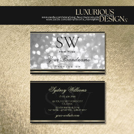Luxuriöse Silver Glitzer Monogram Black und Golden Visitenkarte