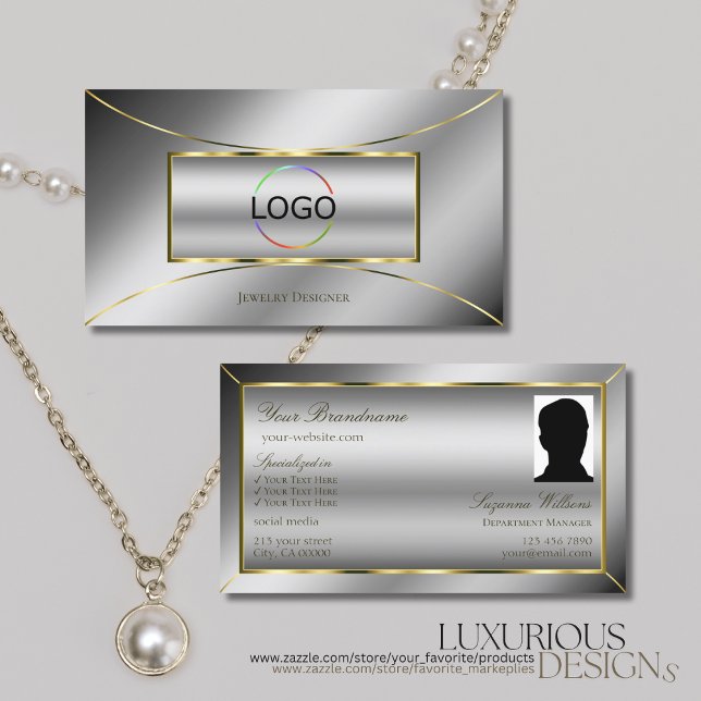 Luxuriöse Silver Luxe Gold Dekoration mit Logos un Visitenkarte (Von Creator hochgeladen)