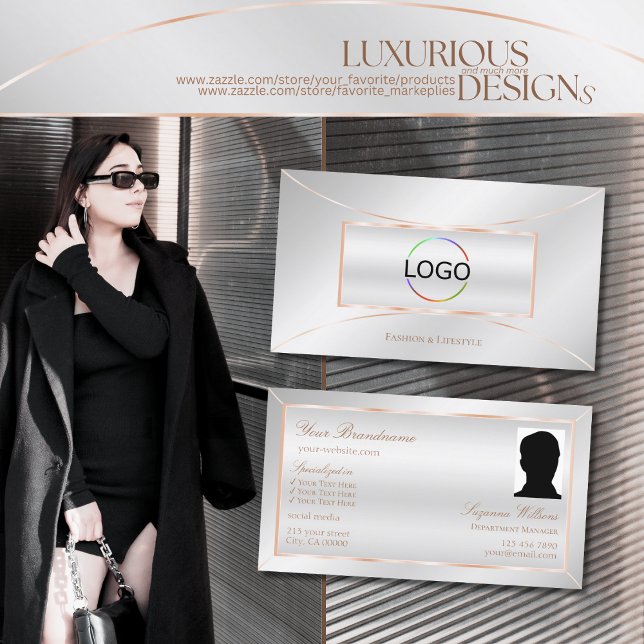 Luxuriöse Silver Rose Gold Dekoration mit Logos un Visitenkarte (Von Creator hochgeladen)