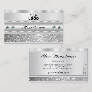 Luxuriöse Silver Sparkling Glitzer Add Logo Modern Visitenkarte