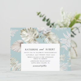 Luxuriöse Silver Tropical Foliage Wedding Einladung