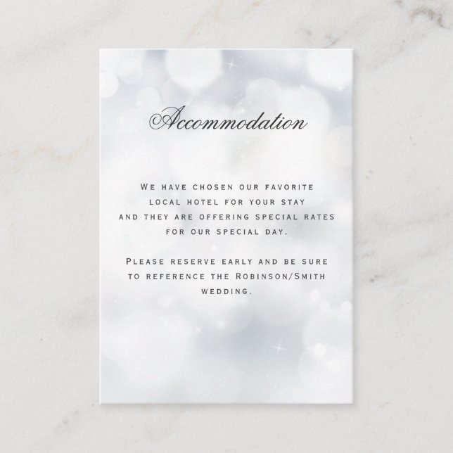 Luxuriöse Silver Wedding Unterkunft Details Begleitkarte (Vorderseite)