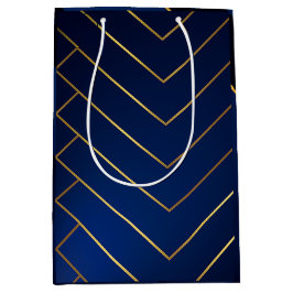 Luxuriöse Sleek und ausgeklügeltes Navy Blue & Gol Mittlere Geschenktüte