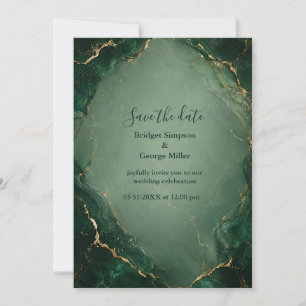 Luxuriöse Smaragd-Marmor-Hochzeit mit Gold Einladung