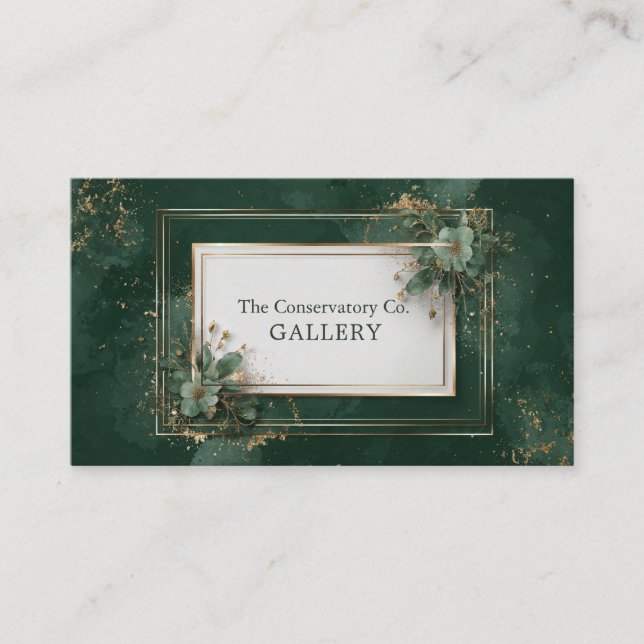 Luxuriöse Smarald Green & Gold Foil Botanisch Visitenkarte (Vorderseite)
