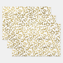 Luxuriöse Stylish Gold Leopard Print Geschenkpapier Set