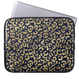 Luxuriöse Stylish Gold Navy Leopard Print Laptopschutzhülle