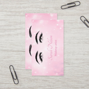 Luxuriöse Sweet Pink Funkelnd Makeup Business Card Visitenkarte