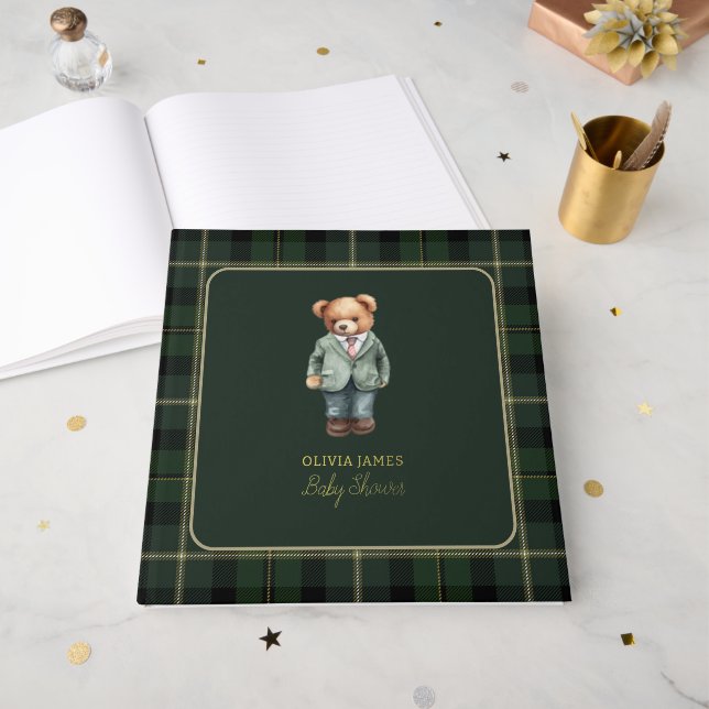 Luxuriöse Teddy Bär Babydusche Gästebuch (Vorderseite Offen)