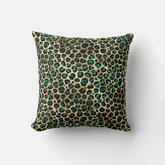 LUXURIÖSE TIERDRUCKLEITUNG GRÜNE GOLD CUSHION KISSEN (Vorderseite)