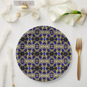 Luxuriöse Trendy Stylish Gold Türkise Cobalt Blue Pappteller