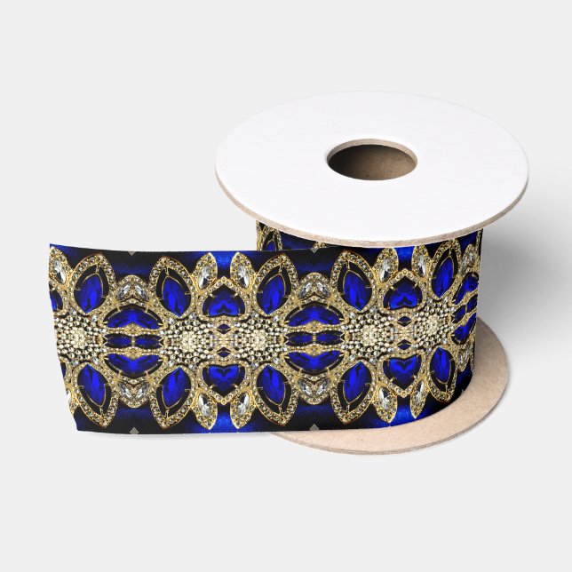 Luxuriöse Trendy Stylish Gold Türkise Cobalt Blue Satinband (Spule)