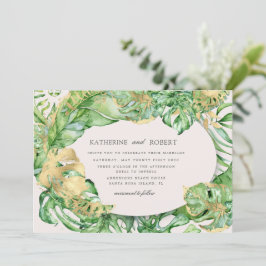 Luxuriöse Tropical Golden Foliage Hochzeit Einladung