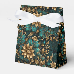 Luxuriöse Türkis- und Bronzebotanik-Geschenkbox Geschenkschachtel