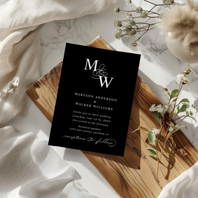 Luxuriöse Typografie Budget Hochzeitseinladung Einladung (Von Creator hochgeladen)