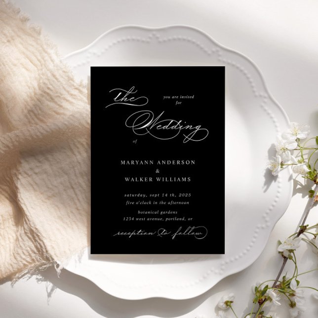 Luxuriöse Typografie Budget Hochzeitseinladung Einladung (Von Creator hochgeladen)