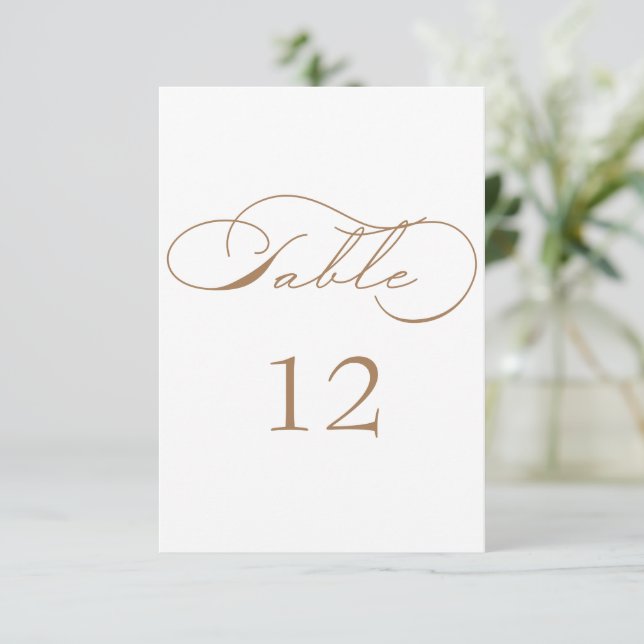 Luxuriöse Typografie-Hochzeitsstiftung-Tischnummer RSVP Karte (Stehend Vorderseite)