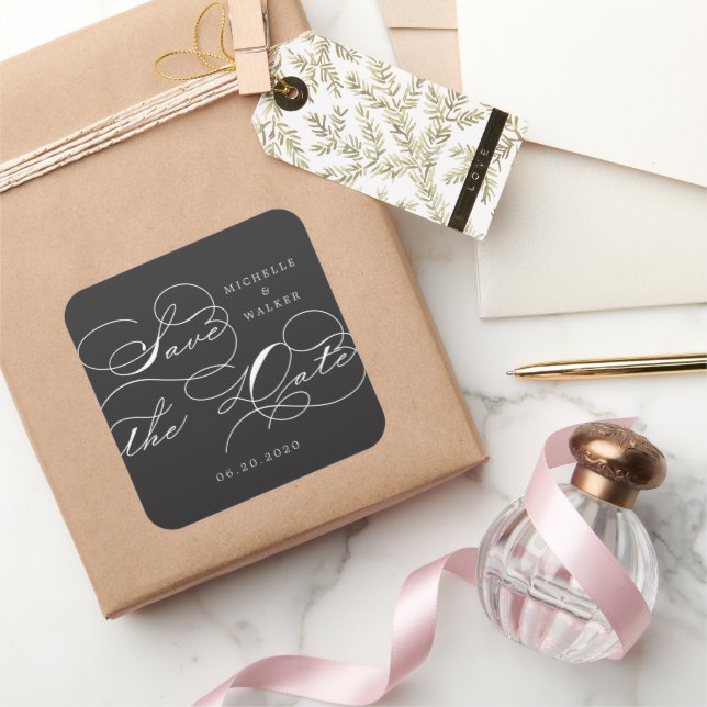 Luxuriöse Typografie Save the Date Sticker (Schenken)