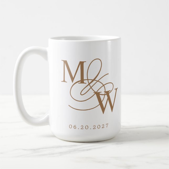 Luxuriöse Typografie Wedding Monogram Kaffeetasse (Links)