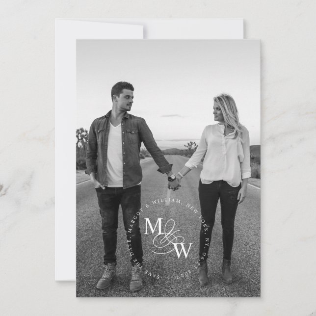 Luxuriöse Typografie Wedding Save the Date Ankündigung (Vorderseite)