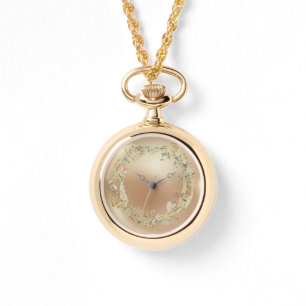 Luxuriöse Uhr, Blume Muster, Perlenuntergrund Armbanduhr