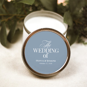 Luxuriöse und elegante staubblaue Hochzeit Runder Aufkleber