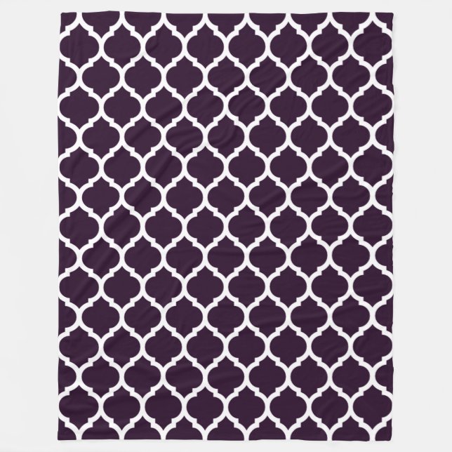 Luxuriöse und reiche Lila marokkanische Quatrefoli Fleecedecke (Vorderseite)