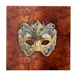Luxuriöse Venezianische Maske auf Rot-Rost-Hinterg Fliese