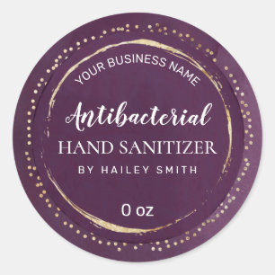 Luxuriöse, vergoldete, Lila Hand Sanitizer Labels Runder Aufkleber