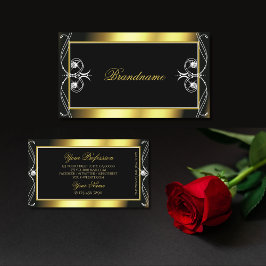 Luxuriöse Verziert Black Gold Sparkle Juwelen Glam Visitenkarte