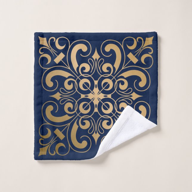 Luxuriöse Verziert Gold Navy Waschlappen (Waschlappen)