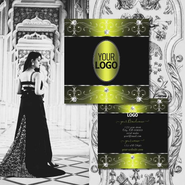 Luxuriöse Verzierte Ornamente in Schwarz-Gelb mit  Quadratische Visitenkarte (Von Creator hochgeladen)