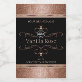 Luxuriöse Verzierte Rosegold Black Product Labels Lebensmitteletikett