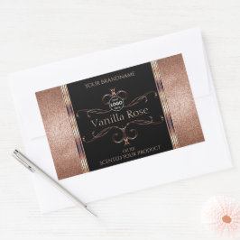 Luxuriöse Verzierte Rosegold Black Product Labels Rechteckiger Aufkleber