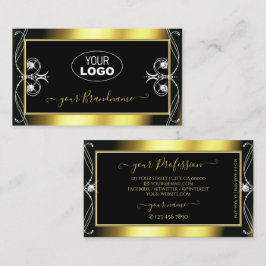Luxuriöse Verzierte Schwarz-Gold-Sparkle-Juwelen m Visitenkarte