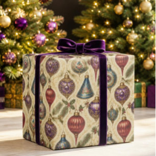 Luxuriöse viktorianische Weihnachtsornamente Verpa Geschenkpapier