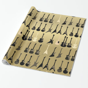 Luxuriöse Vintage Gitarrendrucke Geschenkpapier