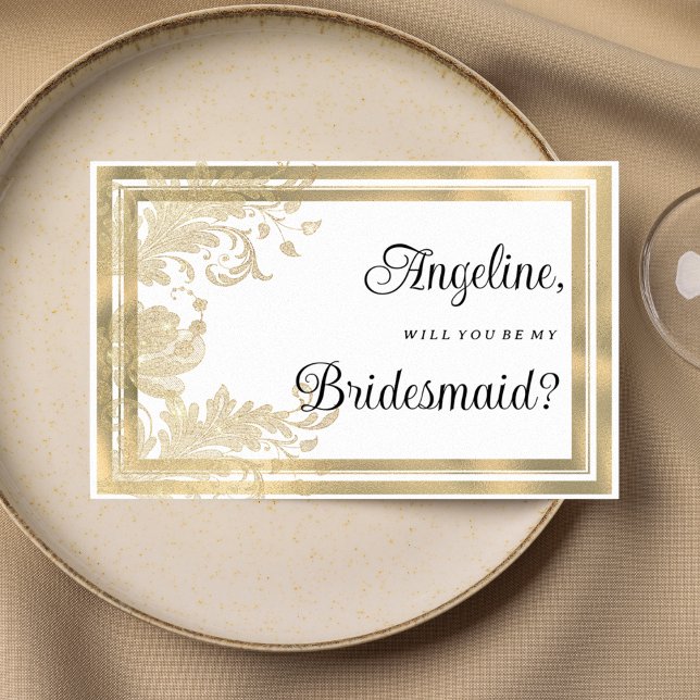 Luxuriöse Vintage Goldblüte Bridesmaid Einladung (Luxury vintage white gold floral Bridesmaid )