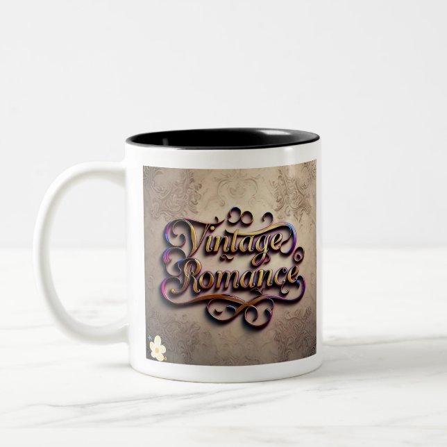 "Luxuriöse Vintage Liebe" Zweifarbige Tasse (Links)