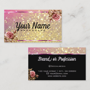 Luxuriöse Vintage Rose Glitzer Luminous Stars Chic Visitenkarte
