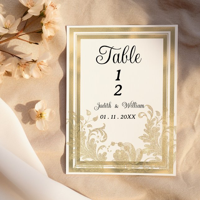 Luxuriöse Vintage Tischnummern aus Weißgold (Luxury vintage white gold floral Table Numbers )