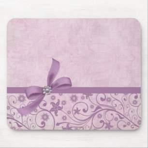 Luxuriöse Violet Ribbon Elegante Damask Mousepad