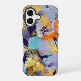 Luxuriöse, violette, goldene und blaue abstrakte K iPhone 16 Hülle