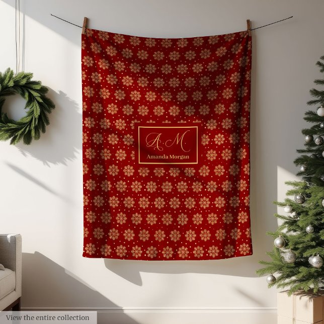 Luxuriöse Weihnachtsdecke Rot Gold Individuelles A Fleecedecke (Holiday Blanket Luxury Red Gold Custom Keepsake)