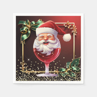 Luxuriöse Weihnachtsserviette Jolly Santa Weinglas Serviette