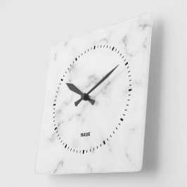 Luxuriöse, weiße Marmorstruktur Quadratische Wanduhr